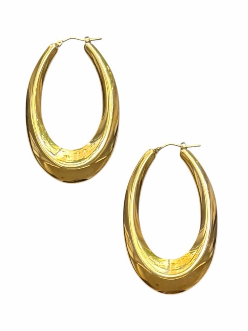 Milor Italy 14K Yellow Gold Polished Large Oval Hoop Earrings - Picture 4 of 11